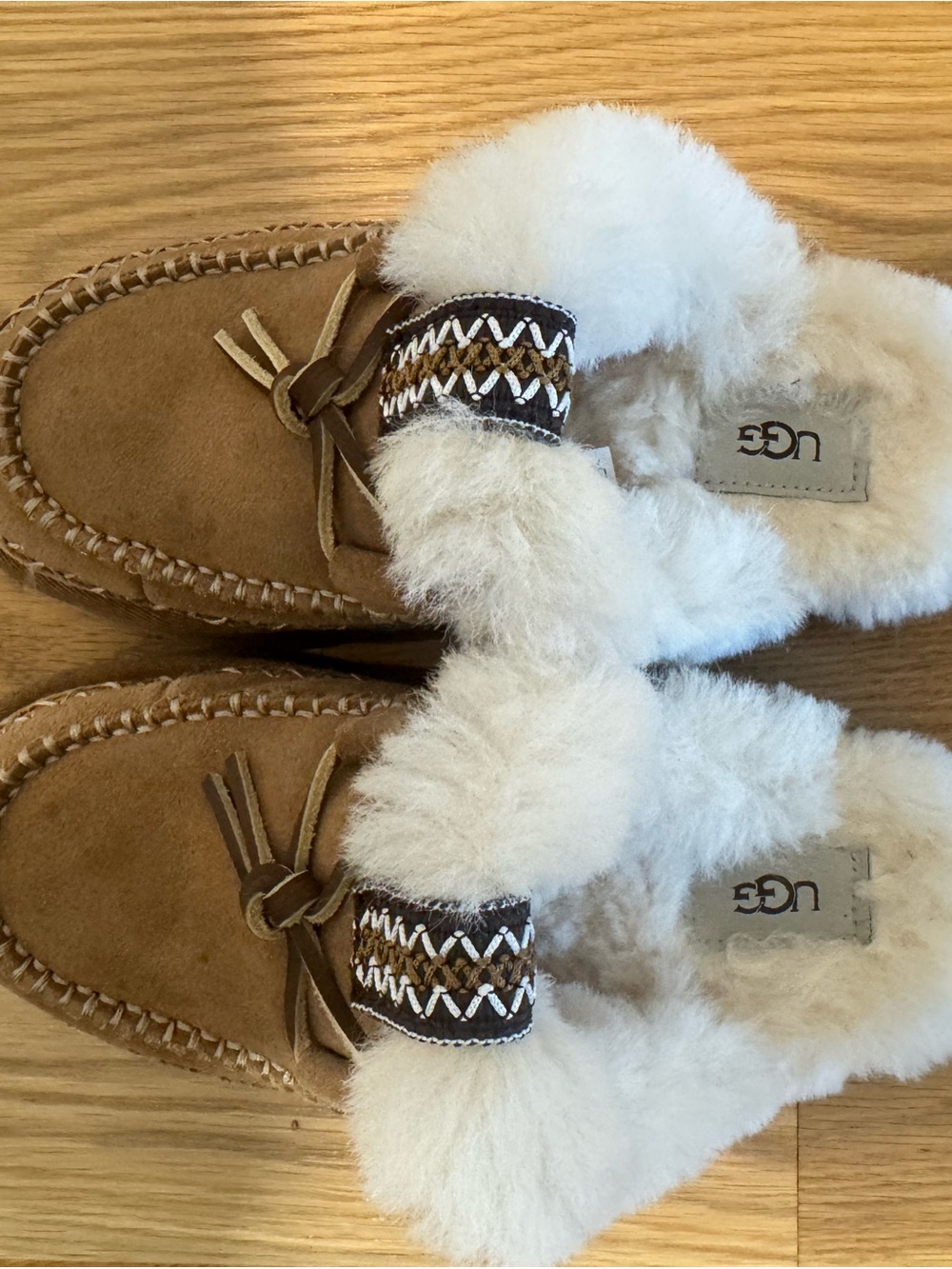 UGG Disquette Alpine Suede Mule in Chestnut with Shearling Trim size 7 - Picture 4 of 6